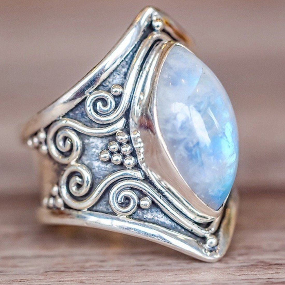 Vintage Silver Big Stone Ring